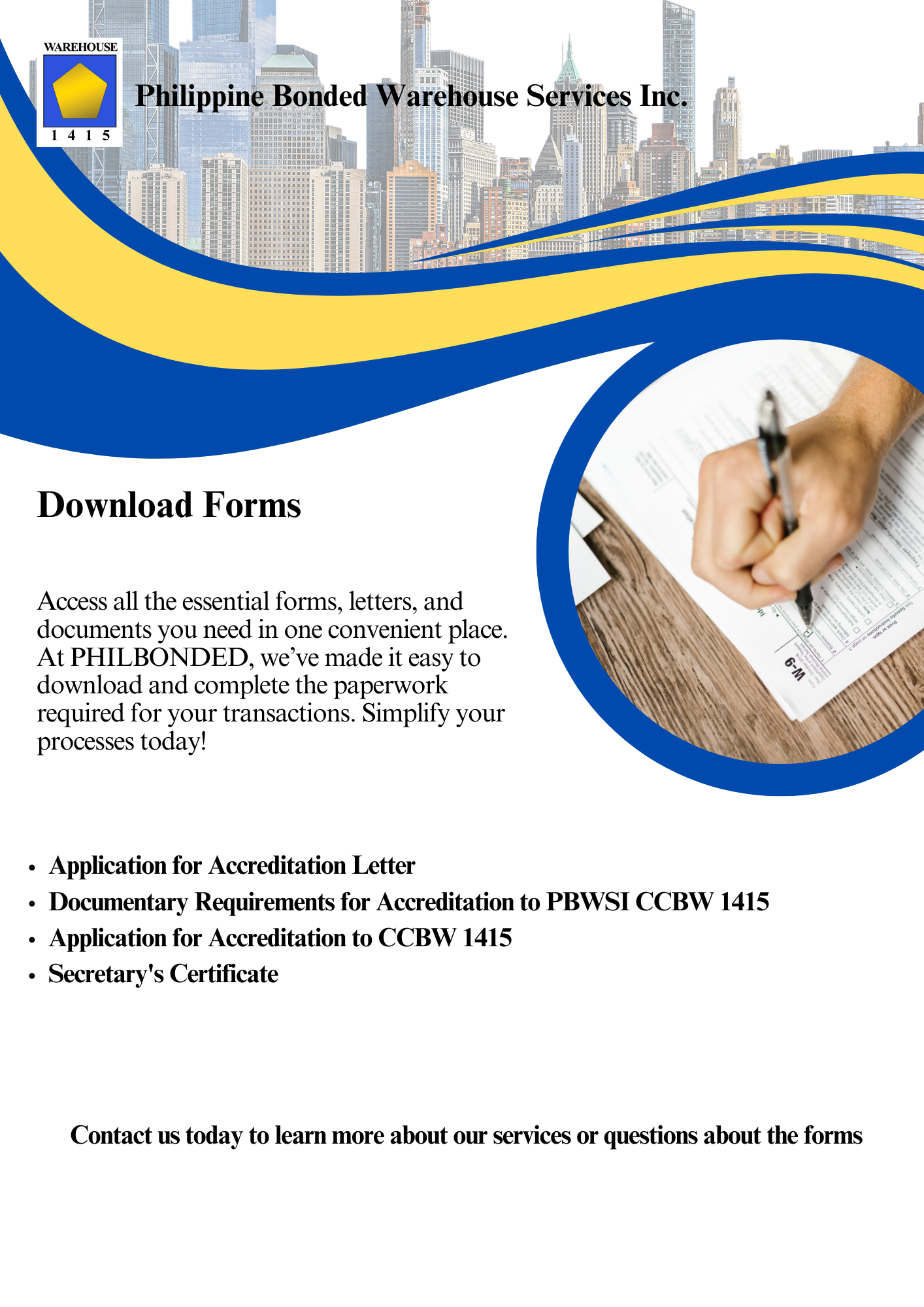 Download Warehouse Bonded Forms